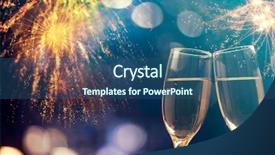  Presentation with fireworks on chinese new year - Amazing presentation theme having explosive symbol - glasses with champagne against fireworks backdrop and a ocean colored foreground