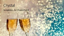  Presentation with fireworks on chinese new year - Theme enhanced with explosive symbol - glasses with champagne against fireworks background and a coral colored foreground