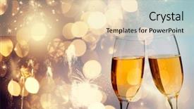  Presentation with fireworks on chinese new year - Audience pleasing slide deck consisting of explosive symbol - glasses with champagne against fireworks backdrop and a lemonade colored foreground