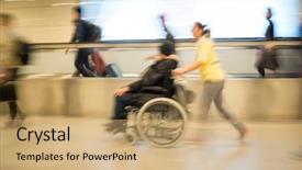  Presentation with blur abstract people people - Audience pleasing slide set consisting of expo - blur motion people walking backdrop and a coral colored foreground