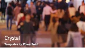  Presentation with people street - Presentation theme having expo - blur with group of people background and a tawny brown colored foreground