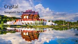  Presentation with chiang mai - Amazing PPT theme having expo - chiang mai thailand at royal backdrop and a teal colored foreground