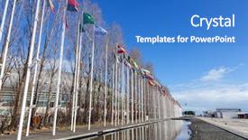  Presentation with olive grove - Audience pleasing presentation theme consisting of expo - flags of all the countries backdrop and a teal colored foreground