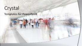  Presentation with artistic - Presentation theme consisting of expo - people moving artistic blurred image background and a light gray colored foreground