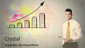  Presentation with smooth elegant grey silk - Presentation design consisting of exponential - elegant businessman standing in front background and a mint green colored foreground