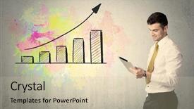  Presentation with elegant - Cool new PPT theme with exponential - elegant businessman standing in front backdrop and a soft green colored foreground