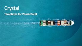  Presentation with shipping container - Presentation design having export and import international background and a teal colored foreground