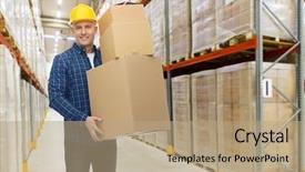  Presentation with export - Cool new PPT theme with export and people concept - happy backdrop and a coral colored foreground