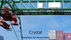  Presentation with crane - Amazing PPT layouts having import export stack freight - cargo container and a huge backdrop and a light blue colored foreground