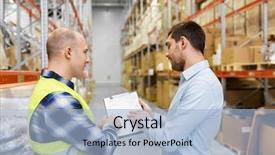  Presentation with wholesale - PPT theme with export shipping documents - wholesale logistic business and people background and a light blue colored foreground