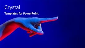  Presentation with virtual hand - PPT theme featuring exposed-hand-pointing-finger background and a black colored foreground