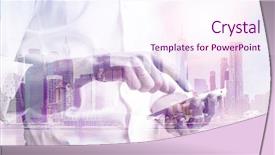  Presentation with double exposure of business people - Audience pleasing presentation design consisting of exposure image of a business backdrop and a sky blue colored foreground