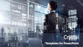  Presentation with city - Amazing slides having exposure of businessman and modern backdrop and a ocean colored foreground