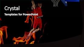  Presentation with basketball - Presentation design featuring exposure of fire and basketball background and a black colored foreground