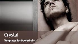  Presentation with man looking up happy - Audience pleasing presentation theme consisting of expresive a little noise add backdrop and a tawny brown colored foreground