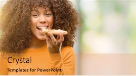  Presentation with pizza delivery - PPT layouts enhanced with express delivery - african american woman background and a gold colored foreground