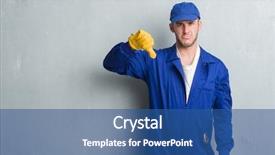  Presentation with grey - Theme with express maintenance - young caucasian man over grey background and a ocean colored foreground