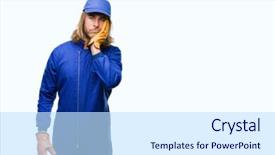  Presentation with maintenance - Audience pleasing slides consisting of express maintenance - young handsome mechanic man backdrop and a  colored foreground