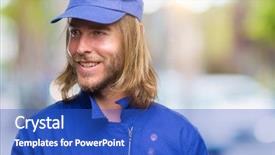  Presentation with mechanic sensors - PPT theme having express maintenance - young handsome mechanic man background and a  colored foreground