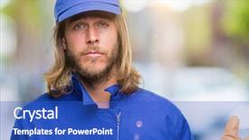  Presentation with mechanic seals - Amazing slide set having express maintenance - young handsome mechanic man backdrop and a  colored foreground