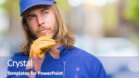 Presentation with long hair man - Colorful theme enhanced with express maintenance - young handsome mechanic man backdrop and a  colored foreground