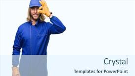  Presentation with mechanic seals - Cool new theme with express maintenance - young handsome mechanic man backdrop and a  colored foreground