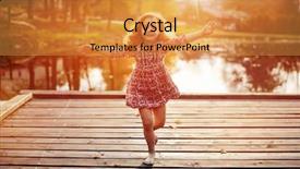  Presentation with cheerful stylish city girl using - PPT theme featuring express way - little cheerful gilr background and a gold colored foreground