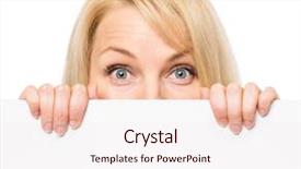  Presentation with eyes - Colorful presentation design enhanced with express way - young woman with surprised eyes backdrop and a sky blue colored foreground