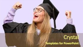  Presentation with power energy - Amazing presentation theme having young woman university graduate student backdrop and a tawny brown colored foreground