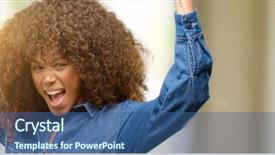  Presentation with american energy - Beautiful PPT layouts featuring american woman wearing blue jumpsuit backdrop and a ocean colored foreground