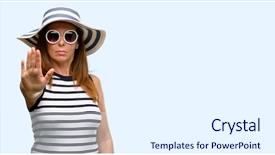  Presentation with student bad attitude - PPT theme featuring restricted - middle age cool woman wearing background and a sky blue colored foreground