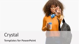  Presentation with student bad attitude - Beautiful PPT theme featuring restricted - african american student woman annoyed backdrop and a white colored foreground