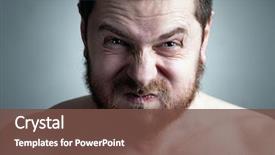  Presentation with constipation - PPT theme featuring facial expression - stress or constipation concept background and a tawny brown colored foreground