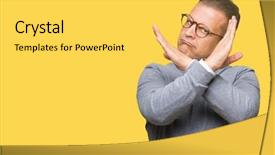  Presentation with bussines - Presentation theme featuring expression crossing arms doing negative background and a yellow colored foreground