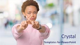  Presentation with african american collaboration - Slide deck enhanced with expression crossing fingers doing negative background and a sky blue colored foreground