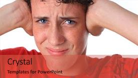  Presentation with teenage brain - PPT theme consisting of expression holding his head ear background and a red colored foreground
