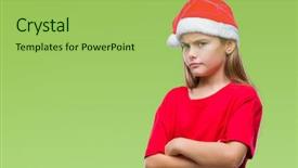  Presentation with christmas girl - Beautiful presentation theme featuring expression on face with cross backdrop and a  colored foreground