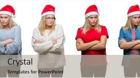  Presentation with white christmas - Beautiful presentation theme featuring expression on face with cross backdrop and a  colored foreground