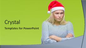  Presentation with army hat - Audience pleasing PPT theme consisting of expression on face with cross backdrop and a  colored foreground