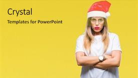  Presentation with beautiful reof christmas season - PPT layouts with expression on face with cross background and a  colored foreground