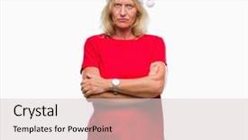  Presentation with army hat - Amazing PPT theme having expression on face with cross backdrop and a  colored foreground