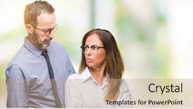  Presentation with movie theater loving couple - Slide set enhanced with expression on face with cross background and a coral colored foreground