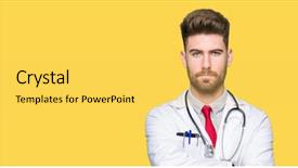  Presentation with medical cross - Cool new slide deck with expression on face with cross backdrop and a  colored foreground