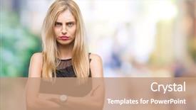  Presentation with blue eyes - Slides having expression on face with cross background and a  colored foreground