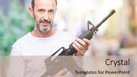  Presentation with weapon - Slides enhanced with expression on smart face thinking background and a soft green colored foreground