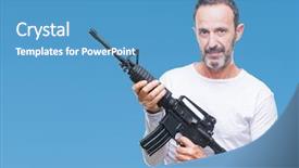  Presentation with weapon - Slides having expression on smart face thinking background and a teal colored foreground