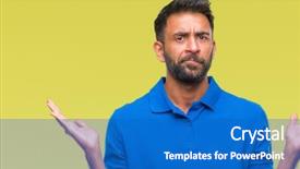  Presentation with hispanic - Presentation design having expressions - adult hispanic man over isolated background and a teal colored foreground