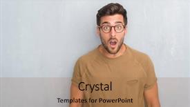  Presentation with face expression recognition - Cool new presentation with expressions - handsome young man over grey backdrop and a coral colored foreground