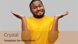  Presentation with african people - Beautiful presentation design featuring expressions-and-people-concept-clueless backdrop and a gold colored foreground