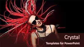  Presentation with singer - Cool new PPT theme with expressive girl rock singer with great red dreadlocks backdrop and a wine colored foreground